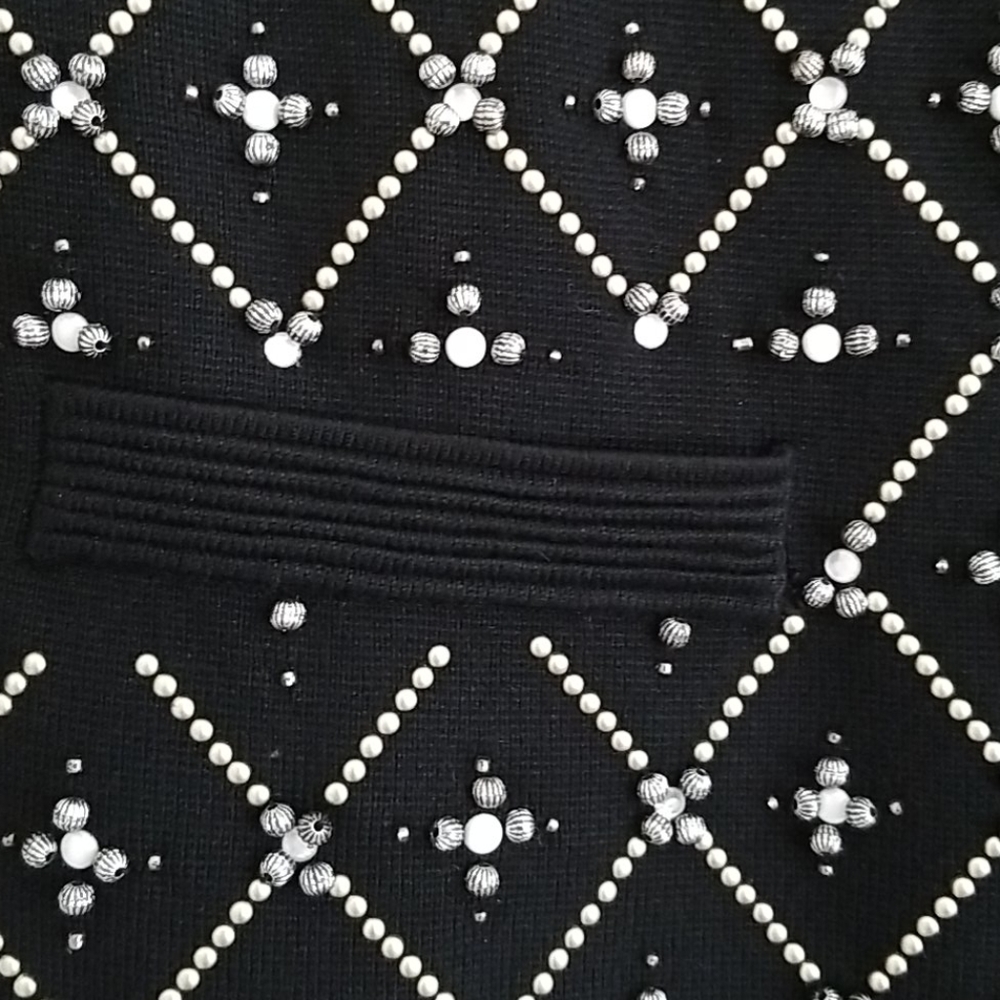 White House Black Market Beaded Studded Black Cardigan Jacket - Picture 5 of 6